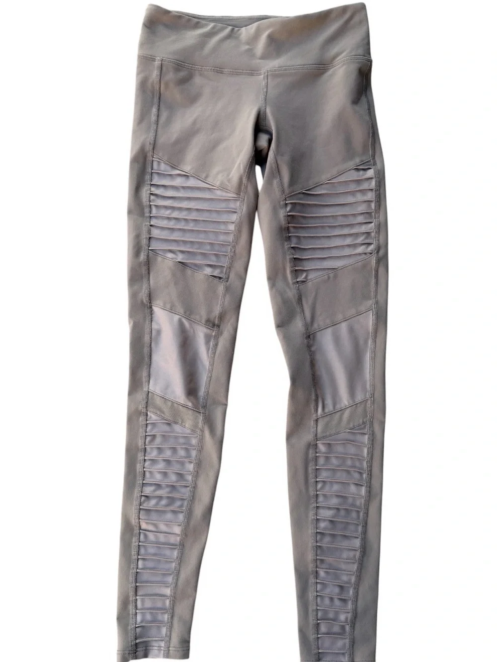 ALO Yoga Moto-Detail High-Waist Leggings in Taupe